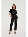 Moodo Viszkóz és len nadrág fekete Moodo