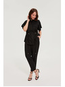 Moodo Viszkóz és len nadrág fekete Moodo