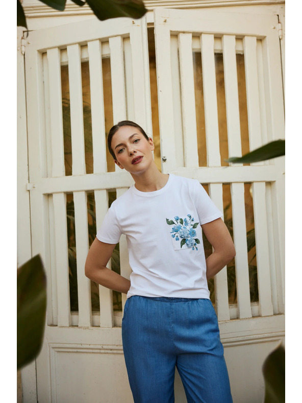 Moodo Fehér nyomott zsebes blúz Moodo