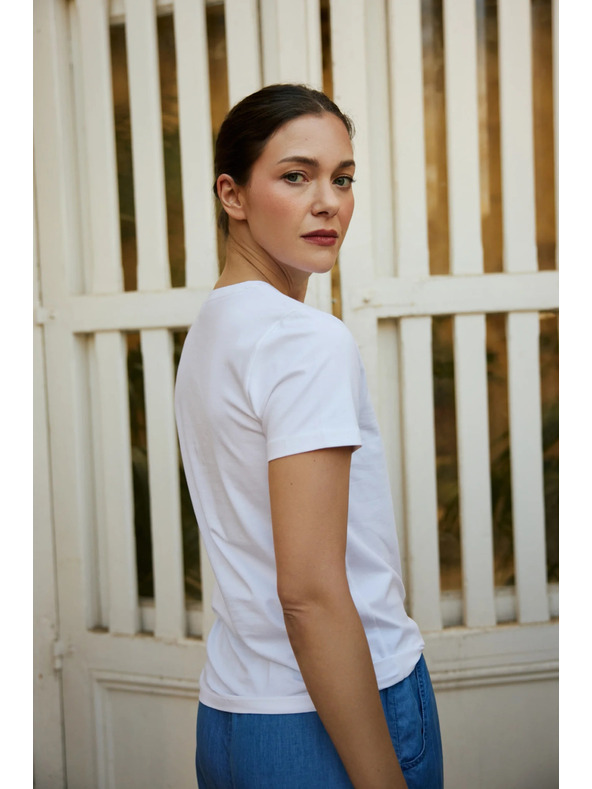 Moodo Fehér nyomott zsebes blúz Moodo