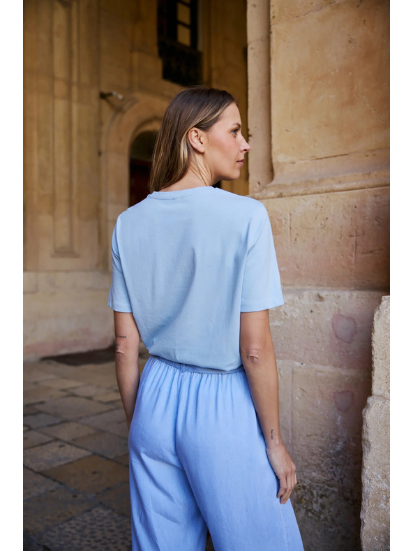 Moodo Világoskék applikációs pamut blúz Moodo