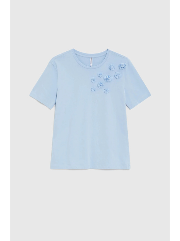 Moodo Világoskék applikációs pamut blúz Moodo