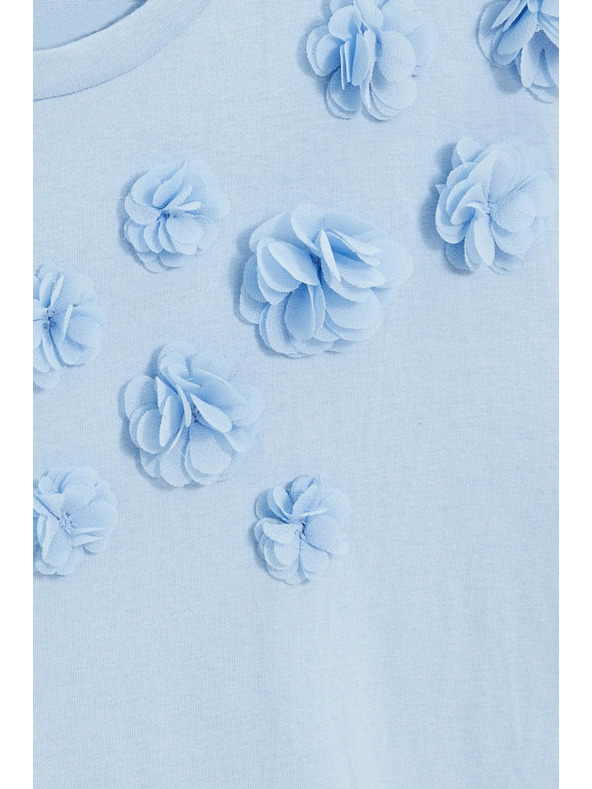 Moodo Világoskék applikációs pamut blúz Moodo