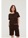 Moodo Barna zsebes pamut blúz Moodo