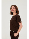 Moodo Barna zsebes pamut blúz Moodo