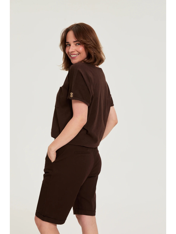 Moodo Barna zsebes pamut blúz Moodo