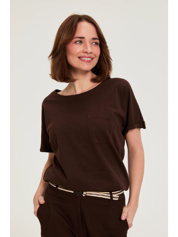 Moodo Barna zsebes pamut blúz Moodo