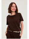 Moodo Barna zsebes pamut blúz Moodo