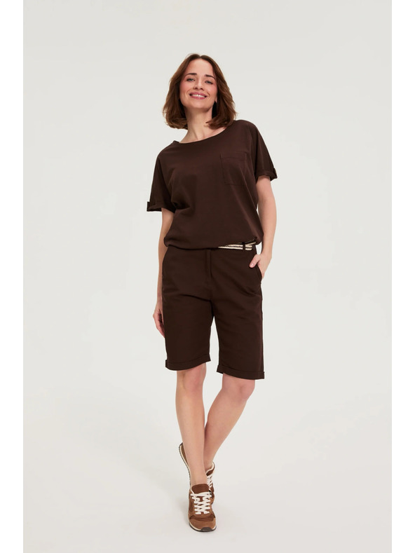 Moodo Barna zsebes pamut blúz Moodo