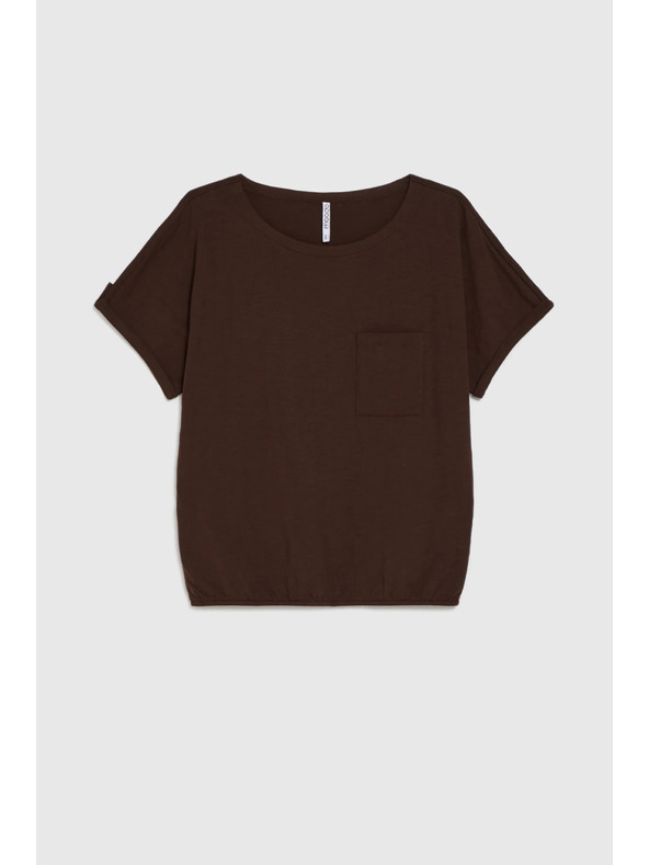 Moodo Barna zsebes pamut blúz Moodo