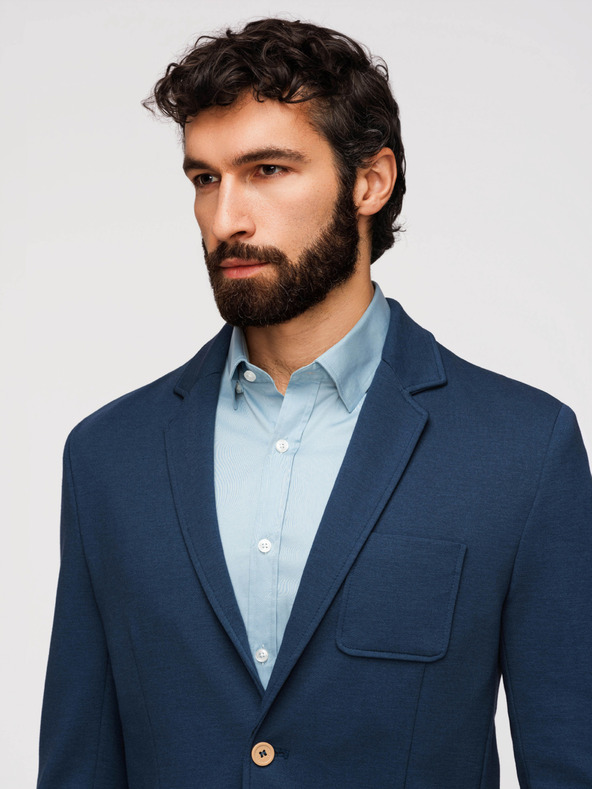 Ombre Clothing Férfi kék zakó SLIM finom textúrával