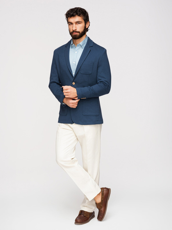 Ombre Clothing Férfi kék zakó SLIM finom textúrával