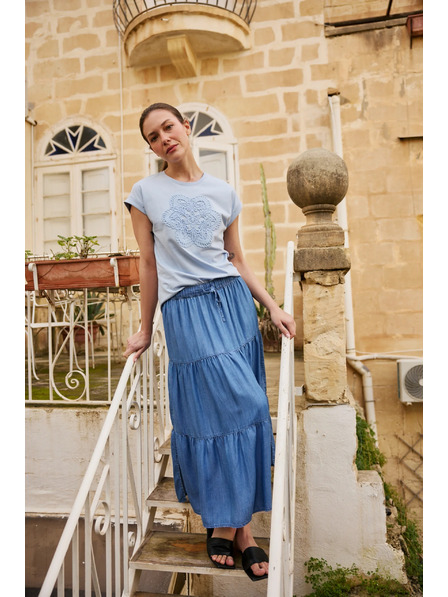 Moodo Lyocell kék szoknya Moodo