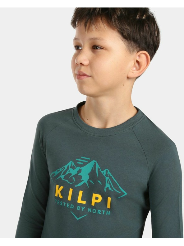 Kilpi Fiú hosszú ujjú pamut pólő Kilpi VERATI-JB Sötétzöld