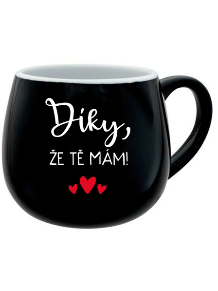 Giftela KÖSZÖNÖM, HOGY VAGY! - fekete kerámia bögre 300 ml