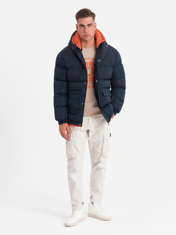 Ombre Clothing Ombre Clothing férfi sportos meleg kabát dupla kapucnival