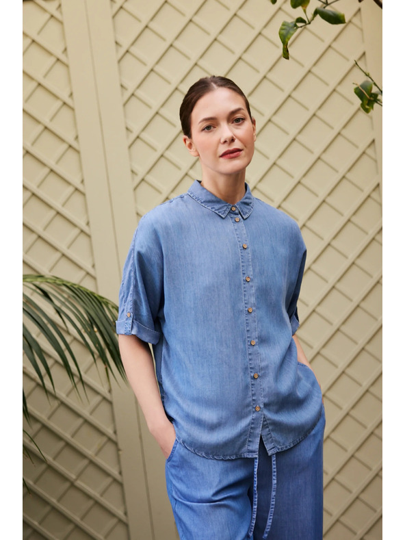 Moodo Lyocell kék ing Moodo