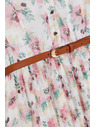 Moodo Fehér virágmintás ruha övvel Moodo
