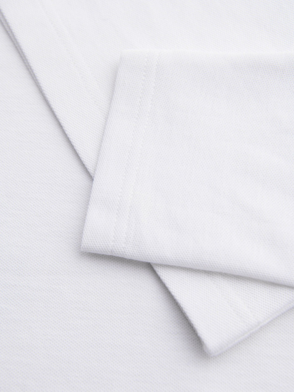 Ombre Clothing Férfi BASIC hosszú ujjú polo nyakú póló - fehér V1 OM-POBL-0162 Ombre Clothing