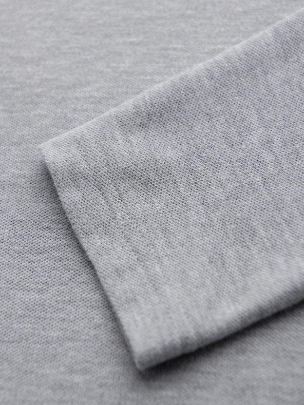 Ombre Clothing Férfi hosszú ujjú polo nyakú póló BASIC - szürke melír V4 OM-POBL-0162 Ombre Clothing