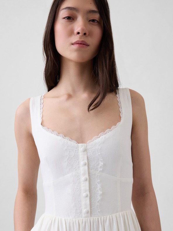 GAP Len maxi ruha zsebekkel és csipkével GAP