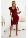 numoco Numoco NINA Elegáns ceruza nyakkivágású ruha - burgundi