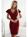 numoco Numoco NINA Elegáns ceruza nyakkivágású ruha - burgundi