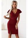 numoco Numoco NINA Elegáns ceruza nyakkivágású ruha - burgundi