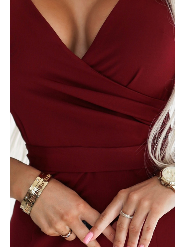 numoco Numoco NINA Elegáns ceruza nyakkivágású ruha - burgundi