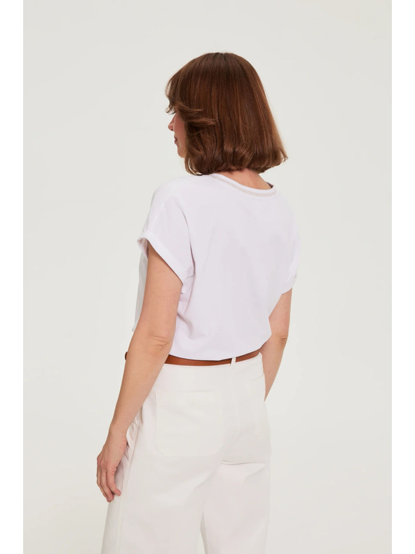 Moodo Pamut póló V nyakkivágással fehér Moodo