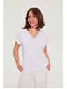 Moodo Pamut póló V nyakkivágással fehér Moodo
