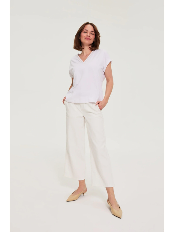 Moodo Pamut póló V nyakkivágással fehér Moodo