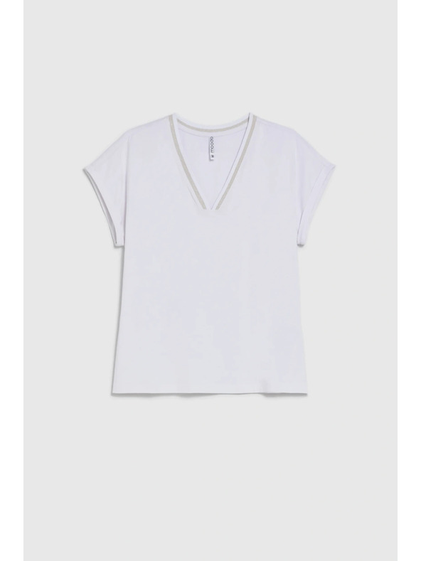 Moodo Pamut póló V nyakkivágással fehér Moodo