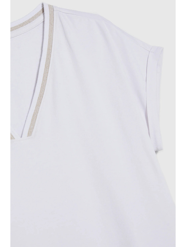 Moodo Pamut póló V nyakkivágással fehér Moodo