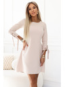 numoco ALICE Trapéz mini ruha masni és kötöző ujjakkal - bézs