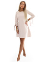 numoco ALICE Trapéz mini ruha masni és kötöző ujjakkal - bézs