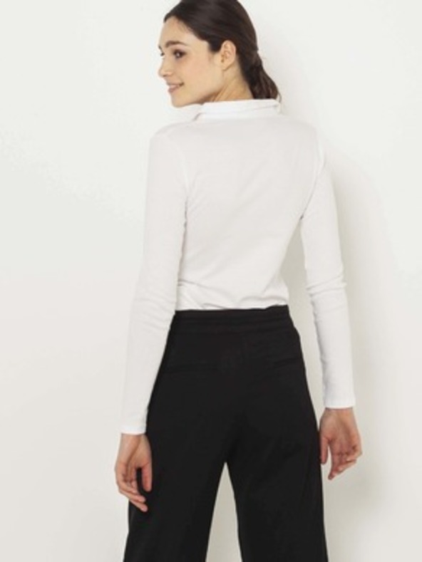 CAMAIEU Fehér gallér nélküli póló