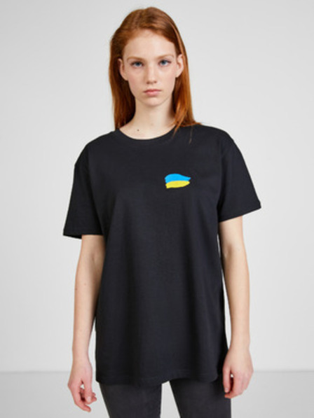 DOBRO Fekete női oversize póló Nincs szükség szavakra a DOBRO. for Ukraine kollekcióból.