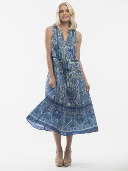 Orientique Kék női mintás midi ruha