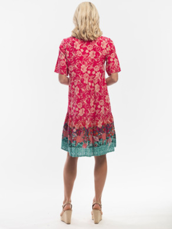 Orientique Sötét rózsaszín női virágmintás ruha