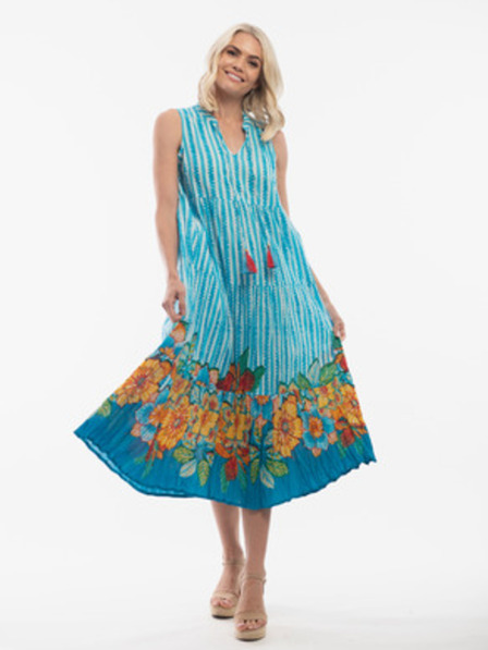 Orientique Fehér-világoskék női mintás kétoldalas ruha