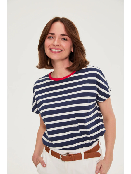 Moodo Sötétkék csíkos Moodo pamut póló