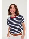 Moodo Sötétkék csíkos Moodo pamut póló