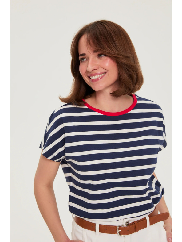 Moodo Sötétkék csíkos Moodo pamut póló