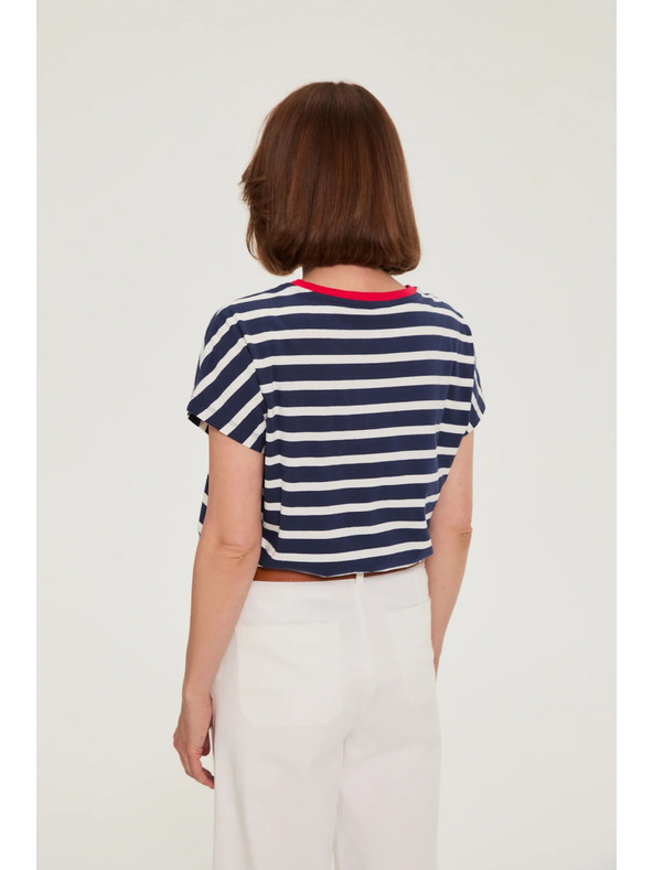 Moodo Sötétkék csíkos Moodo pamut póló