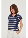 Moodo Csíkos blúz sötétkék Moodo