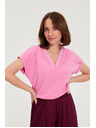 Moodo Pamut póló V nyakkivágással rózsaszín Moodo
