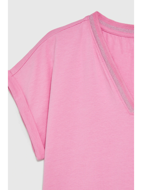 Moodo Pamut póló V nyakkivágással rózsaszín Moodo