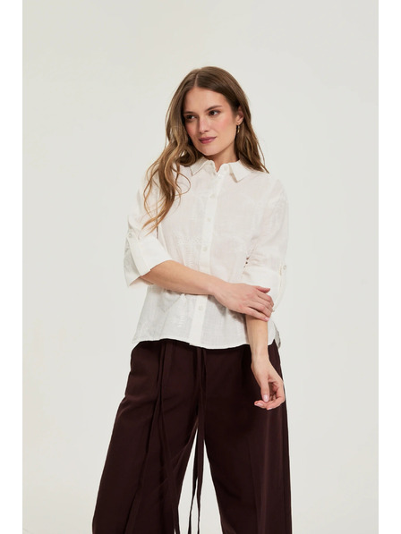 Moodo Pamut ing 3/4-es ujjakkal fehér Moodo