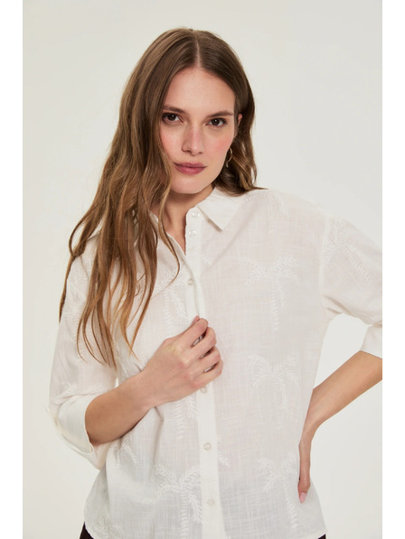 Moodo Pamut ing 3/4-es ujjakkal fehér Moodo